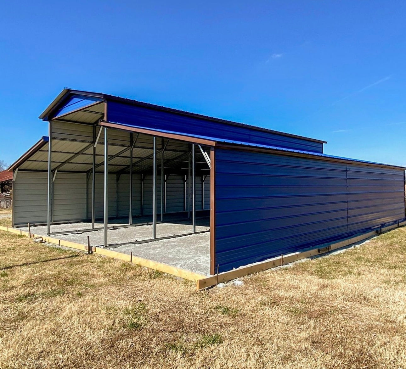 12' x 40' x 12' | Carport w/(2 Qty) 12' x 40' x 7' Lean-Tos