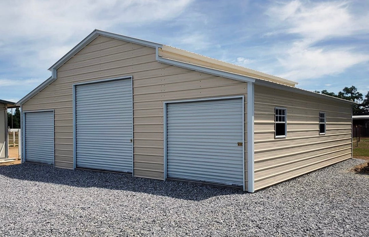 18' x 30' x 12' | Garage w/(2 Qty) 10' x 30' x 8' Lean-Tos