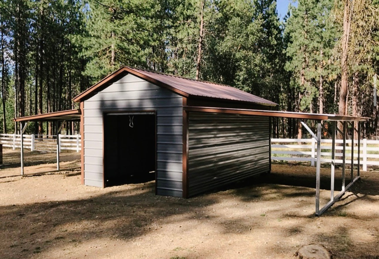 12' x 20' x 10' | Garage w/(2 Qty) 12' x 20' x 6' Lean-Tos