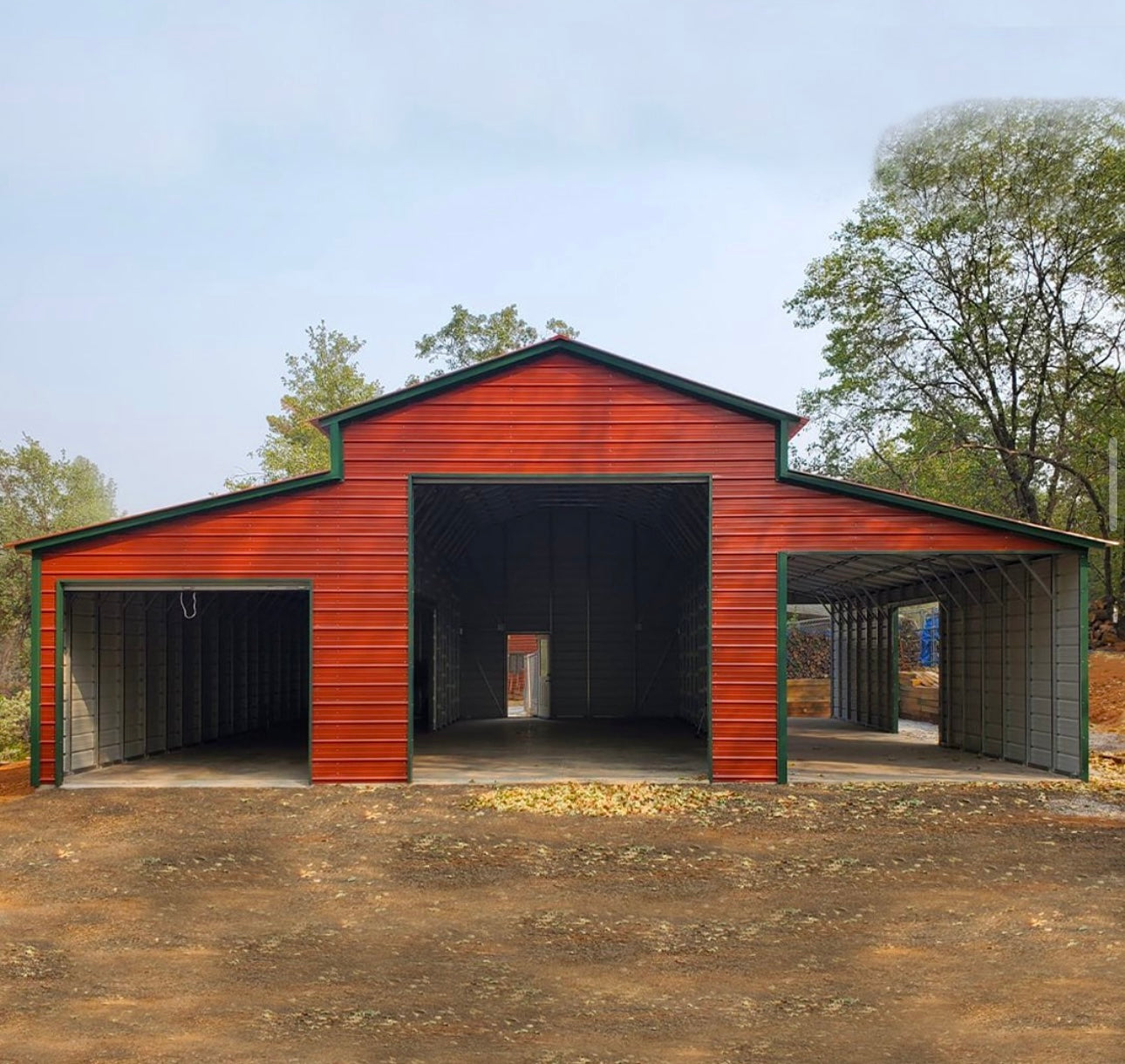 20' x 50' x 14' | Garage w/(2 Qty) 12' x 50' x 9' Lean-Tos