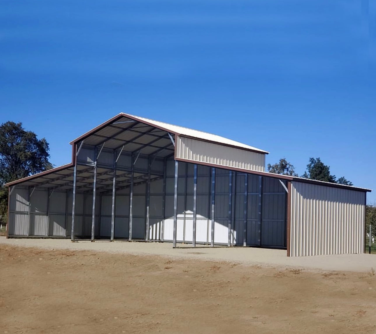 20' x 25' x 14' | Carport w/(2 Qty) 12' x 25' x 8' Lean-Tos