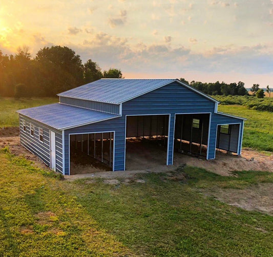 24' x 30' x 13' | Garage w/(2 Qty) 12' x 30' x 8' Lean-Tos