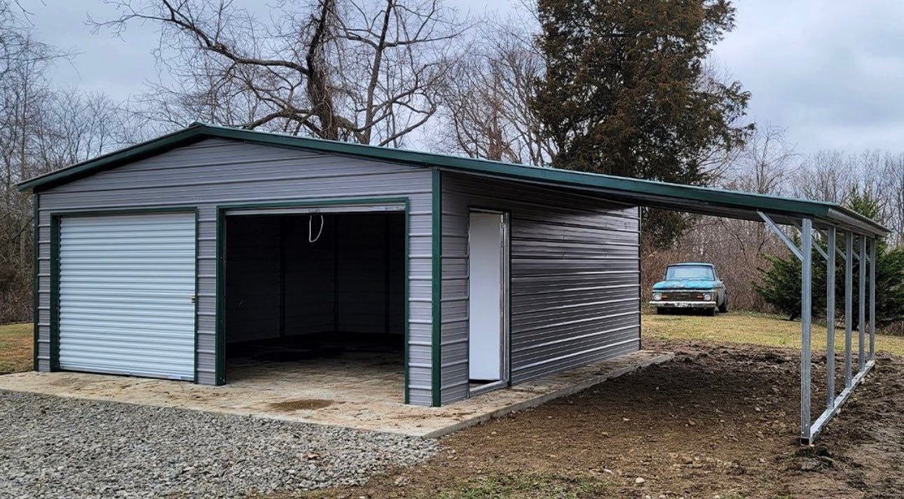 20' x 20' x 8' | Garage w/8' x 20' x 6' Lean-To