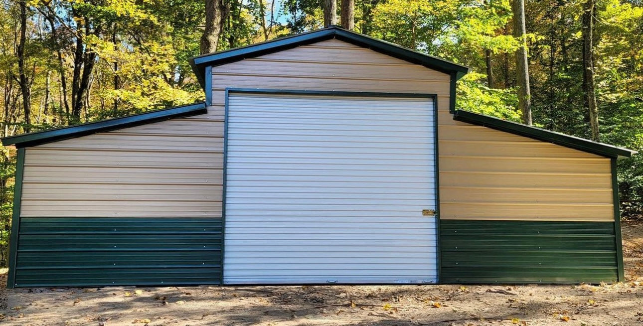 12' x 20' x 10' | Garage w/(2 Qty) 10' x 20' x 6' Lean-Tos