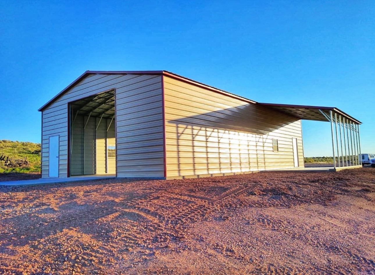 28' x 60' x 12' | Garage w/12' x 30' x 9' Lean-To