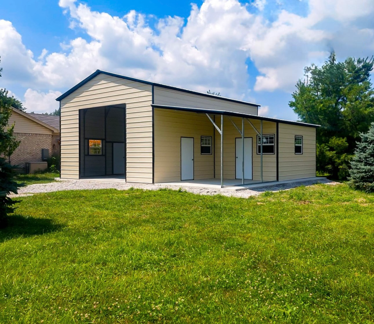 22' x 30' x 14' | Garage w/12' x 30' x 8' Lean-To