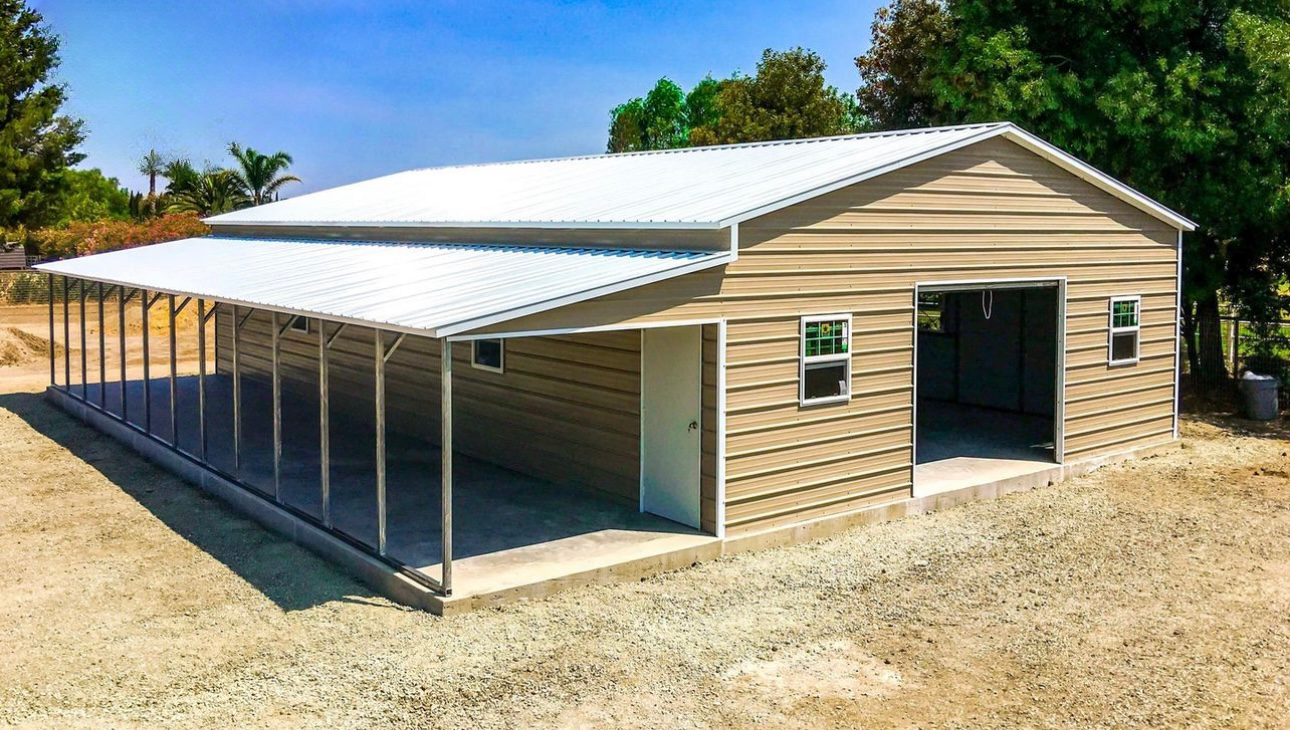 24' x 60' x 10' | Garage w/8' x 60' x 7' Lean-To