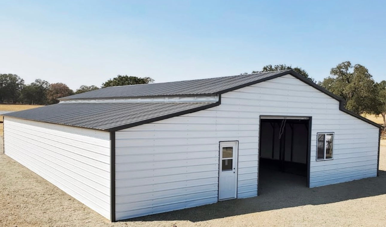 24' x 50' x 12' | Garage w/(2 Qty) 12' x 50' x 8' Lean-Tos