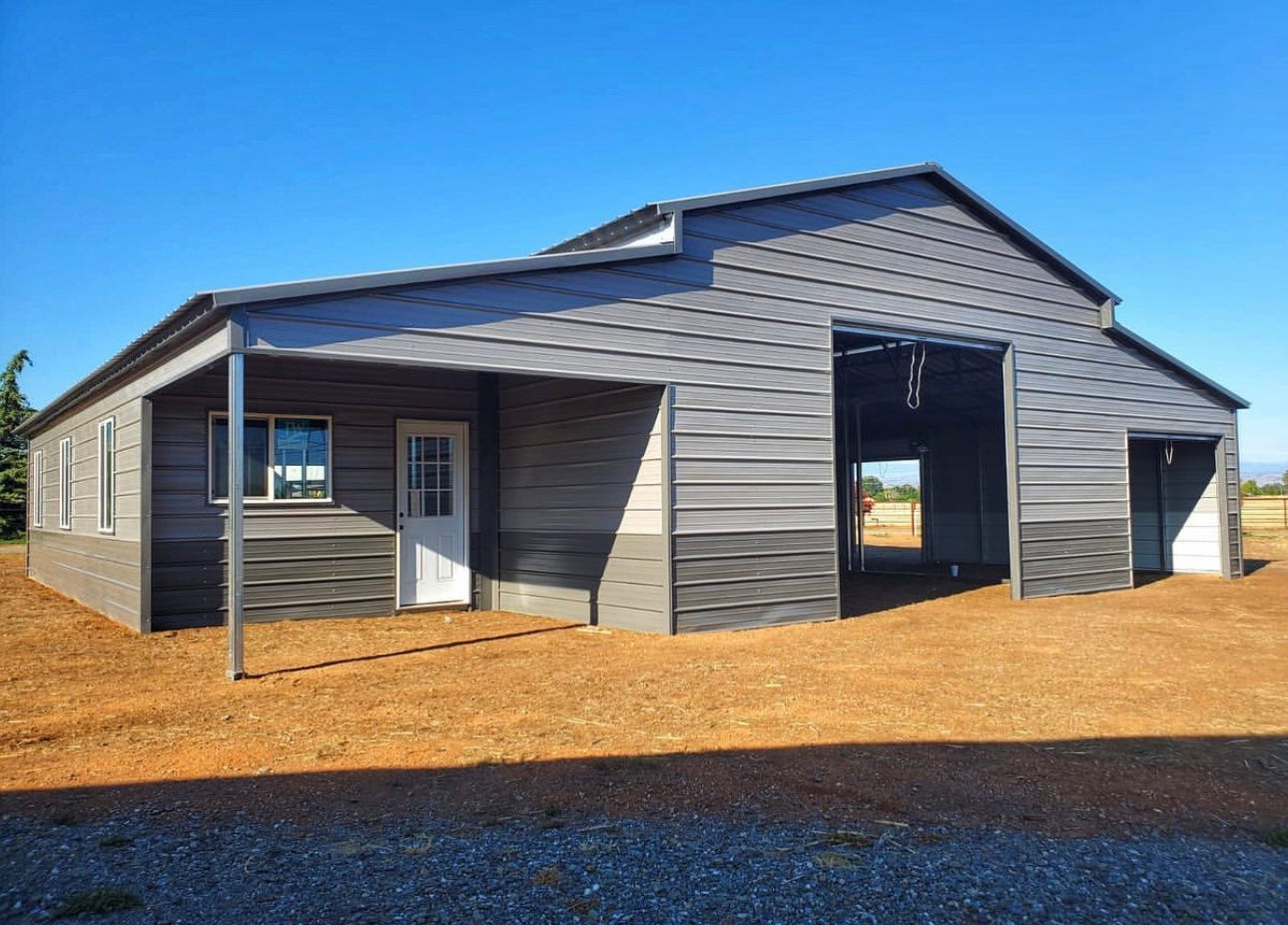 22' x 40' x 12' | Garage w/(2 Qty) 12' x 40' x 8' Lean-Tos