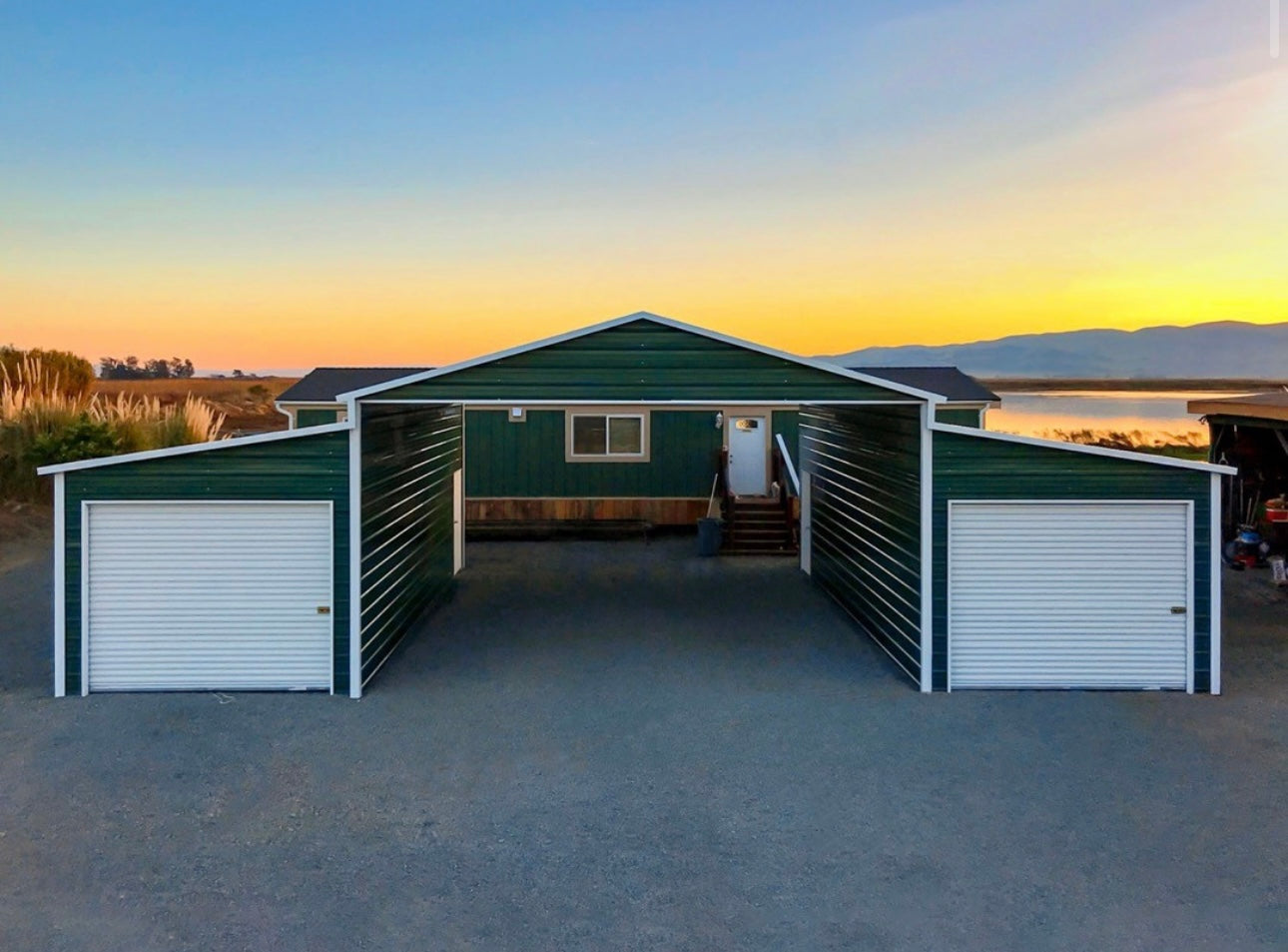 20' x 30' x 12' | Carport w/(2 Qty) 12' x 30' x 8' Lean-Tos